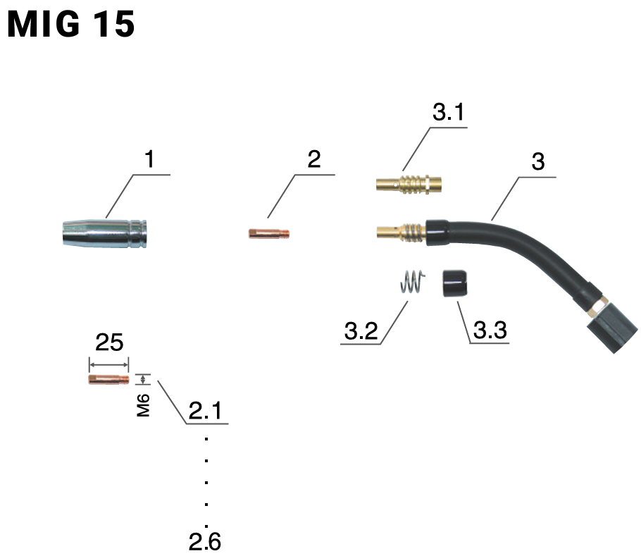 Części do uchwytu MIG 15 Binzel MB15